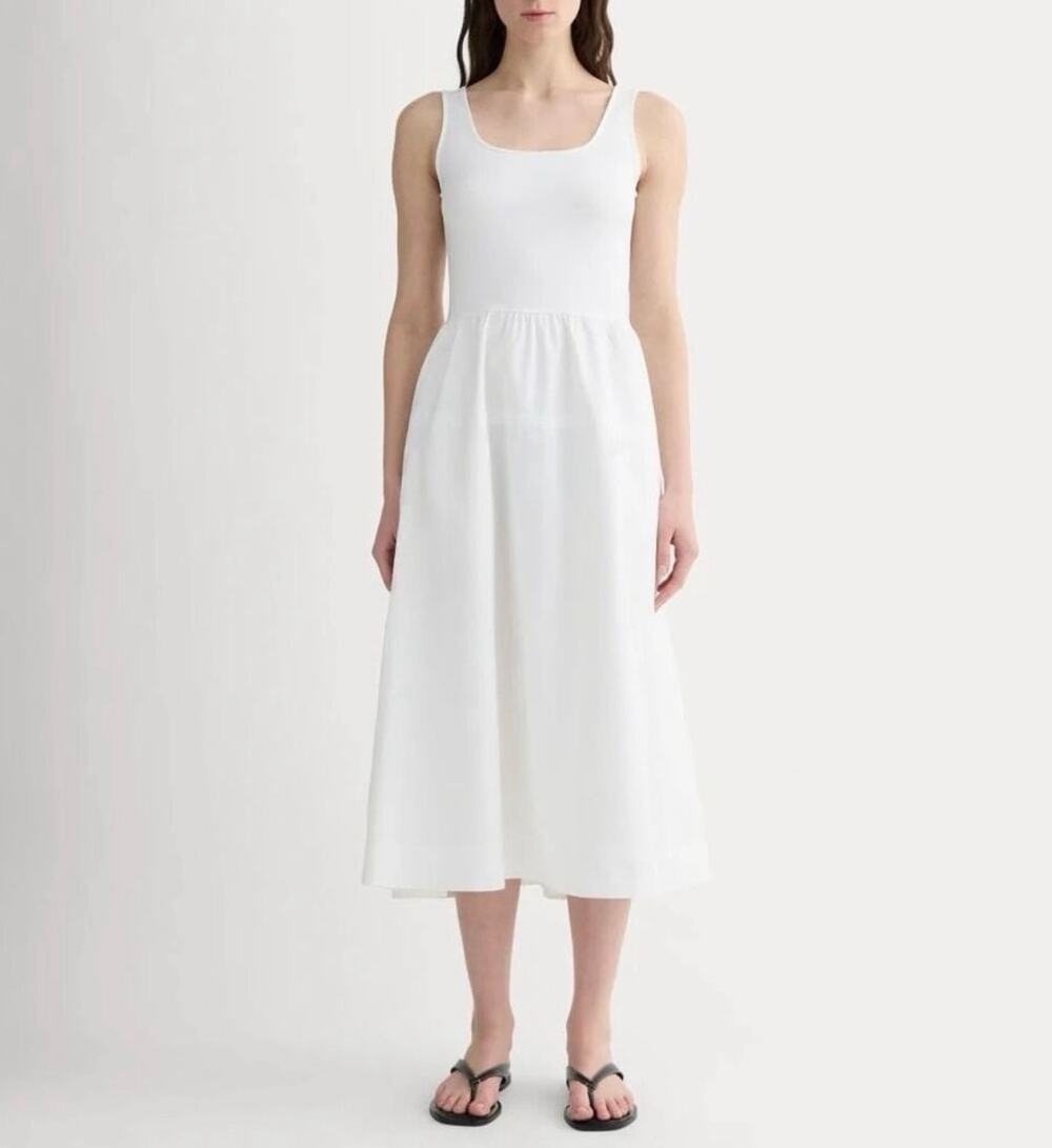 Everlane The Form Riviera Stretch A-Line Tank Midi Dress White Size XL NWT